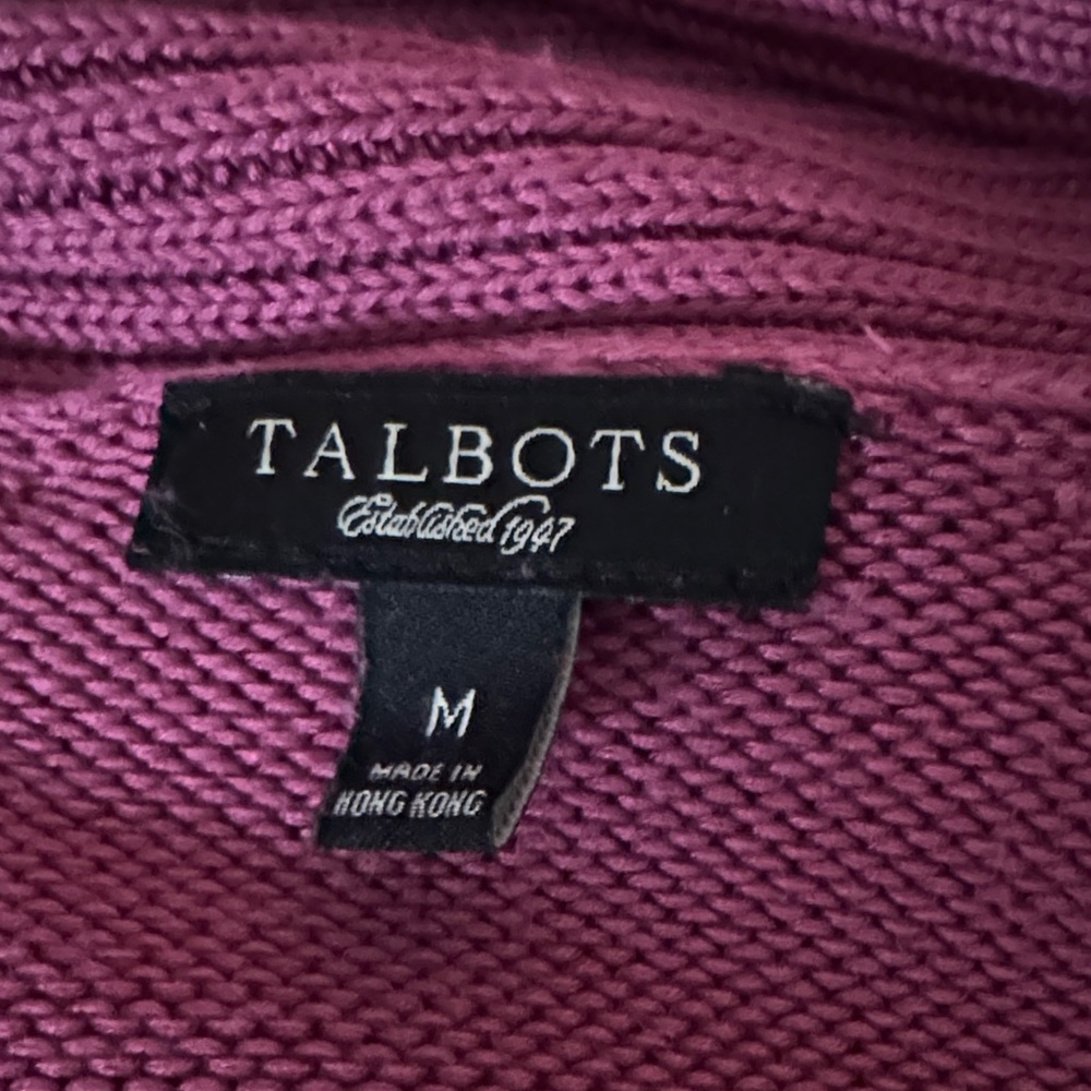 Talbots Ribbed Open Front Cardigan – Raspberry Pink, Size M - Picture 5 of 6